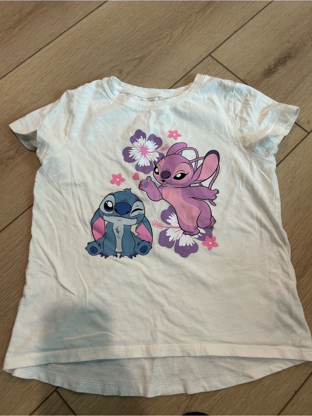 Disney White Tee with Pink & Blue Stitch Characters